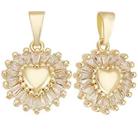 6Pcs Brass Micro Pave Clear Cubic Zirconia Pendants