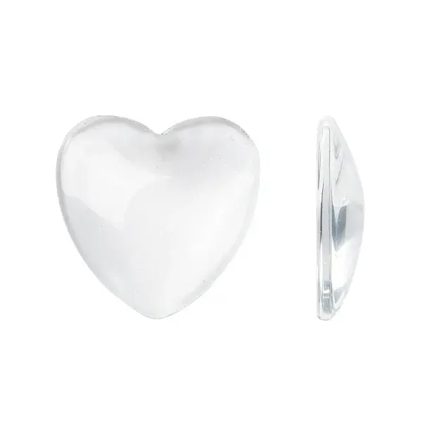 Transparent Glass Heart Cabochons