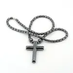 Mens Saint Cross Magnetic Synthetic Hematite Pendant Necklaces