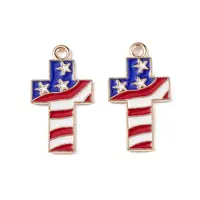 American Flag Style Alloy Enamel Pendants