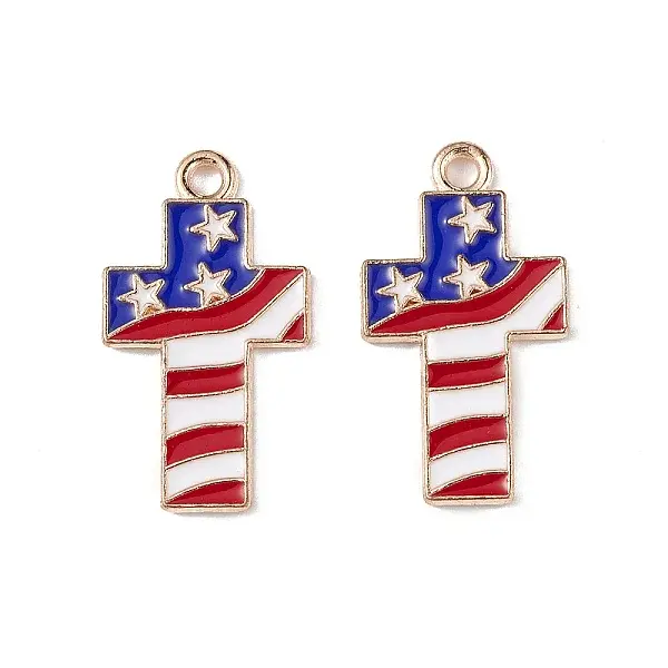American Flag Style Alloy Enamel Pendants