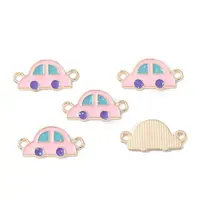 Alloy Pink Enamel Connector Charms