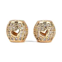 Brass Micro Pave Cubic Zirconia Beads