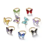 Adjustable Brass Glass Finger Rings