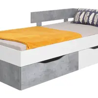 Dětská postel omega 90x200cm s úložným prostorem - bílá/beton