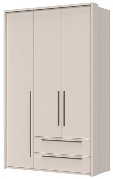 Třídveřová šatní skříň se zásuvkami a rámem baptiste - béžová