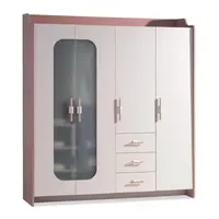 Čtyřdveřová šatní skříň s osvětlením viviana - růžová, bílá