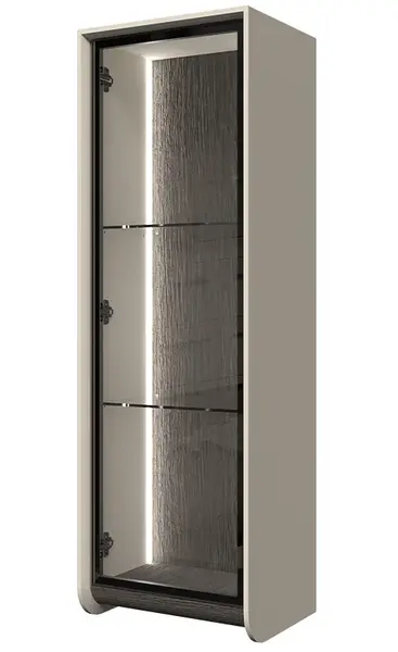 Závěsná prosklená vitrína s osvětlením jenna - béžová, melinga šedá