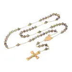 Ion Plating(IP) Crucifix Cross 304 Stainless Steel Rosary Bead Necklaces