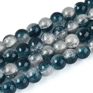 Transparent Crackle Glass Bead Strands