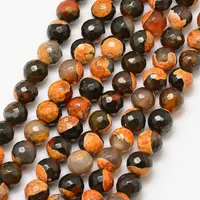 Natural Fire Crackle Agate Bead Strands