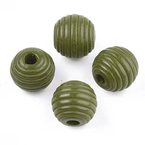 Painted Natural Wood Beehive Beads