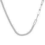 Rhodium Plated 925 Sterling Silver Pave Clear Cubic Zirconia Paperclip Chain Necklaces for Women