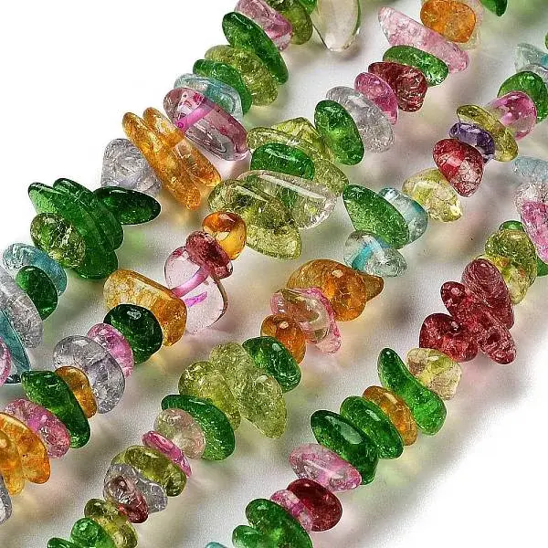 Transparent Crackle Glass Beads Strands