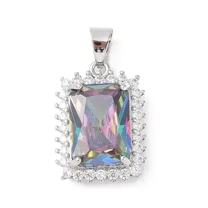 Rack Plating Brass Micro Pave Cubic Zirconia Pendants