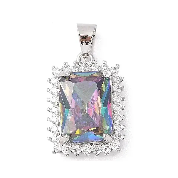 Rack Plating Brass Micro Pave Cubic Zirconia Pendants