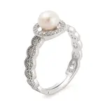 Round Natural Pearl & Cubic Zirconia Finger Rings