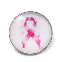 Breast Cancer Awareness Ribbon Glass Brooches