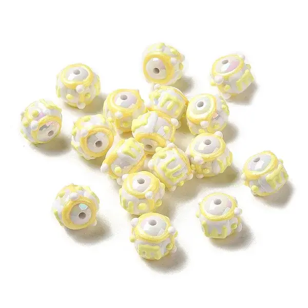 Hand Painted Acrylic with Enamel Beads