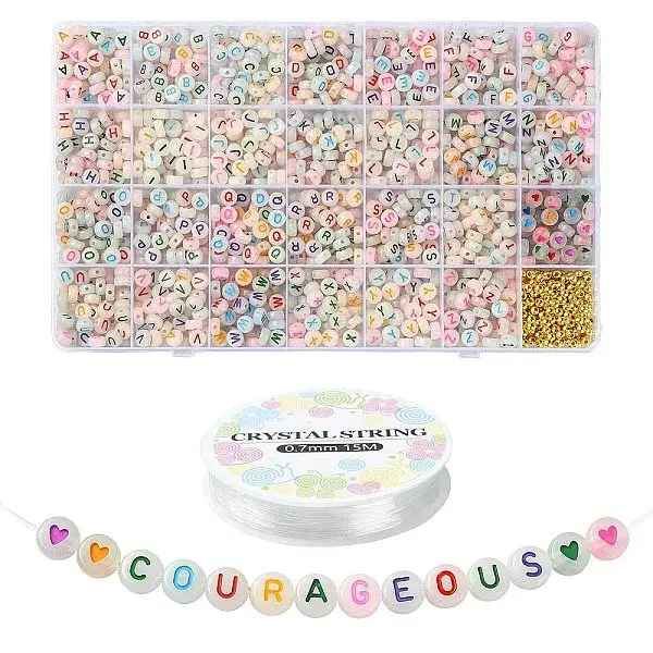 DIY Letter & Heart Acrylic & Plastic Stretch Bracelet Beaded Necklace Making Kit