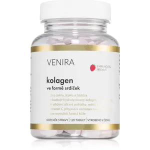 Venira Kolagen ve formě srdíček cucavé tablety krásné vlasy, nehty a pokožka příchuť Raspberry 120 tbl