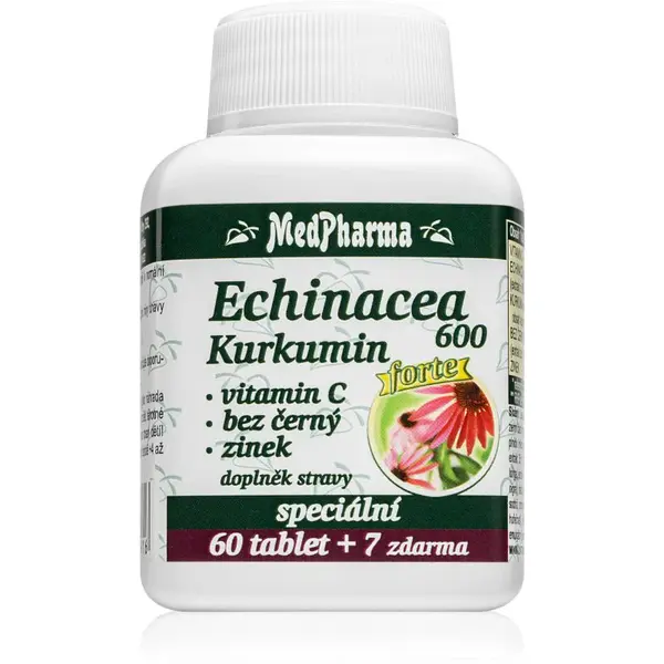 MedPharma Echinacea 600mg Forte + kurkumin tablety pro podporu imunitního systému 67 tbl