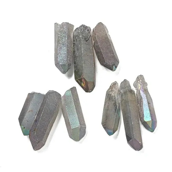Electroplated Natural Quartz Crystal Graduated Beads Strands