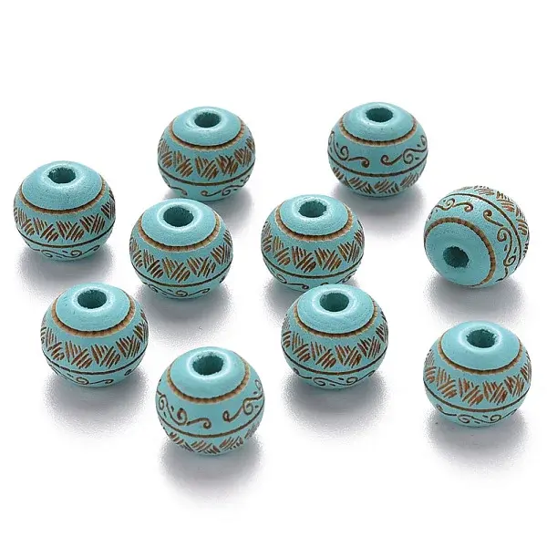 Painted Natural Wood Beads