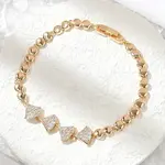 Brass Micro Pave Cubic Zirconia Link Chain Bracelets
