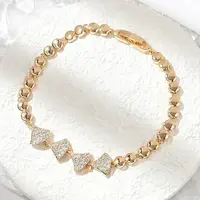 Brass Micro Pave Cubic Zirconia Link Chain Bracelets