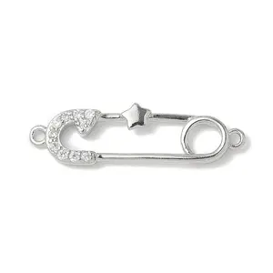 Brass Micro Pave Cubic Zirconia Connector Charms