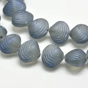 Frosted Electroplate Glass Shell Beads Strands