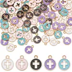 100Pcs 5 Colors Light Gold Plated Alloy Enamel Pendants