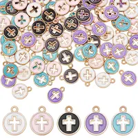 100Pcs 5 Colors Light Gold Plated Alloy Enamel Pendants