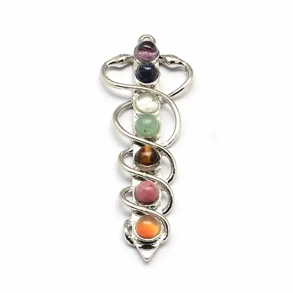 Snake Chakra Alloy Gemstone Big Pendants