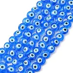 Flat Round Evil Eye Lampwork Bead Strands