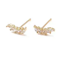 Clear Cubic Zirconia Leaf Stud Earrings