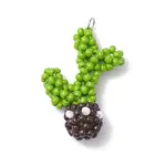 Handmade Glass Seed Beaded Cactus Pendants