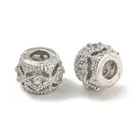 Rack Plating Brass Micro Pave Clear Cubic Zirconia Beads