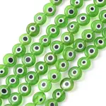 Handmade Evil Eye Lampwork Flat Round Bead Strands