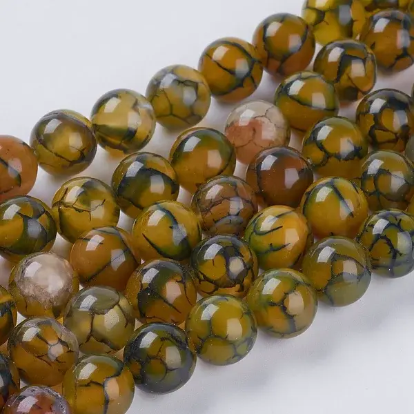Natural Dragon Veins Agate Beads Strands