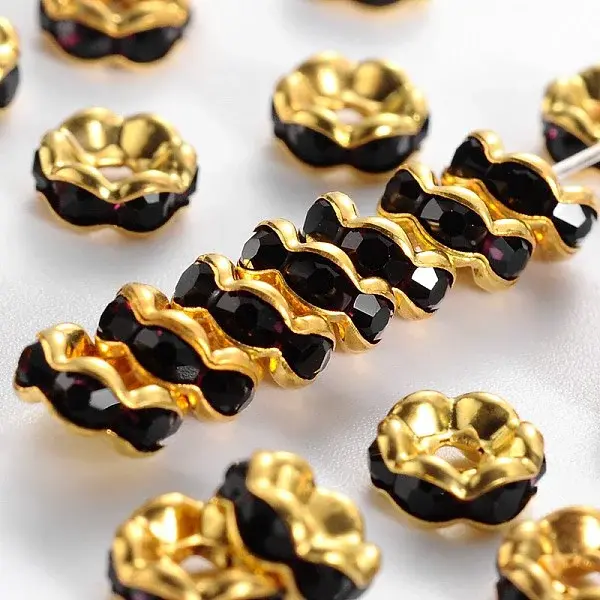 Brass Rhinestone Spacer Beads
