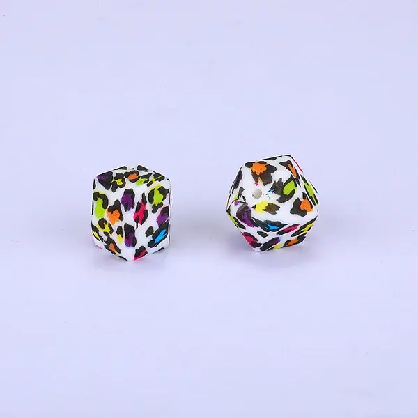 Colorful Pattern Printed Silicone Focal Beads