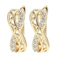 Brass Micro Pave Cubic Zirconia Hoop Earring