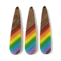 Pride Rainbow Theme Resin & Walnut Wood Pendants