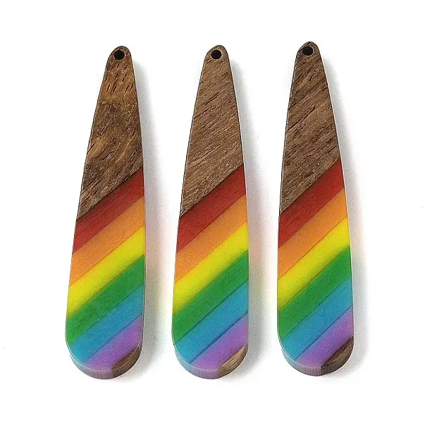 Pride Rainbow Theme Resin & Walnut Wood Pendants