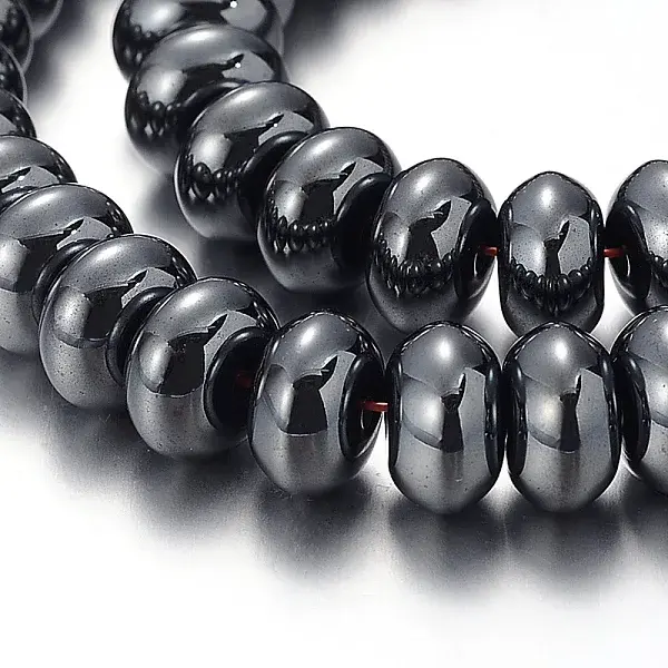 Pearlized Non-magnetic Synthetic Hematite Rondelle Beads Strands