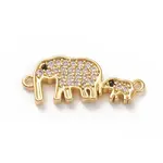 Brass Micro Pave Clear Cubic Zirconia Links Connectors