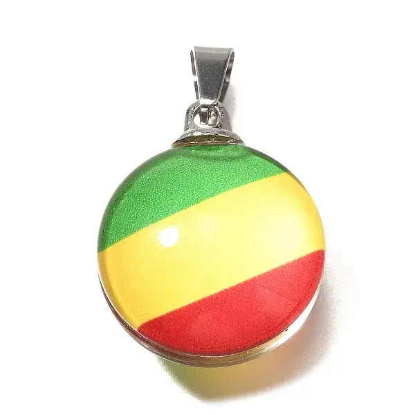 Flat Round 201 Stainless Steel Acrylic Pendants