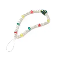 Christmas Glass Pearl Beaded Mobile Straps